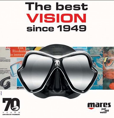 Potápačská Maska MARES X-VISION ULTRA LS LiquidSkin - Limitovaná EDICE 70 rokov Mares + Obal na masku Čierna / Čierna - sklo striebornej farby
