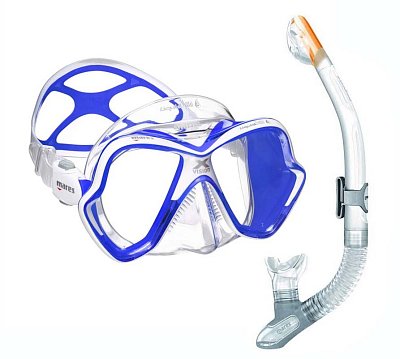 Potápačská Maska MARES X-VISION ULTRA LS LiquidSkin + Suchý Šnorchel ERGO DRY (Číry) Čirá - Modrá