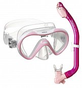 Potápačská Maska + šnorchel Mares DRY set - Detský set so suchým šnorchlom Růžová