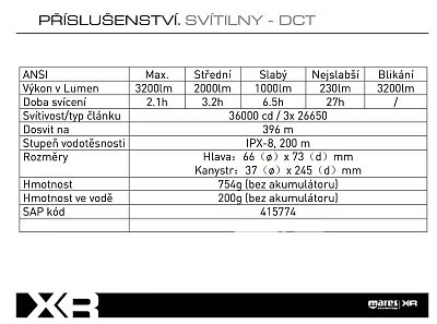 Potápačská Svietidlo MARES XR DCT