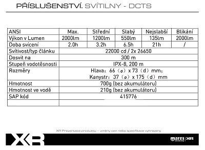 Potápačská Svietidlo MARES XR DCTS