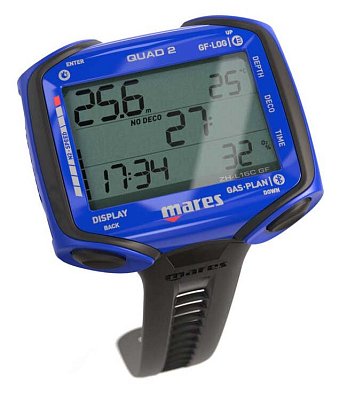 Potápačský Počítač MARES QUAD 2 Tyrkysová