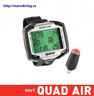 Potápačský Počítač MARES QUAD AIR + SONDA Čierna