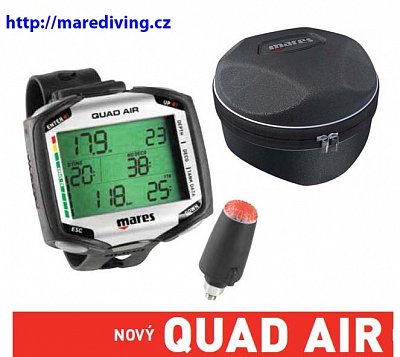 Potápačský Počítač MARES QUAD AIR + SONDA + PUZDRO zadarmo Čierna