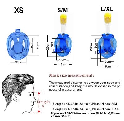 Celotvárová šnorchlovacia MASKA Tirkysová S/M