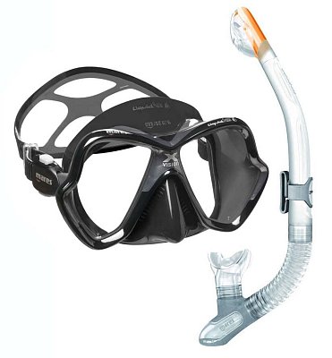 Potápačská Maska MARES X-VISION ULTRA LS LiquidSkin + Suchý Šnorchel ERGO DRY (Číry) Černá