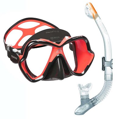 Potápačská Maska MARES X-VISION ULTRA LS LiquidSkin + Suchý Šnorchel ERGO DRY (Číry) Černá