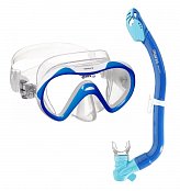 Potápačská Maska + šnorchel Mares DRY set - Detský set so suchým šnorchlom Modrá