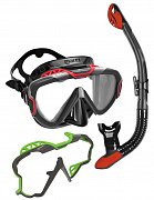 Potápačská Maska + Suchý Šnorchel + Druhý Rám - Mares PURE WIRE SET Černá - Bílá Černo - Červený rám