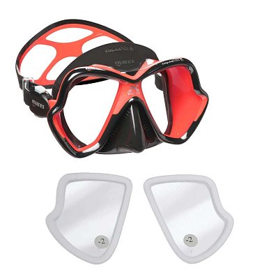 SET MASKA MARES X-VISION ULTRA LiquidSkin S DIOPTRICKÝMI Sklami - Akciová Cena  Černá - Červená